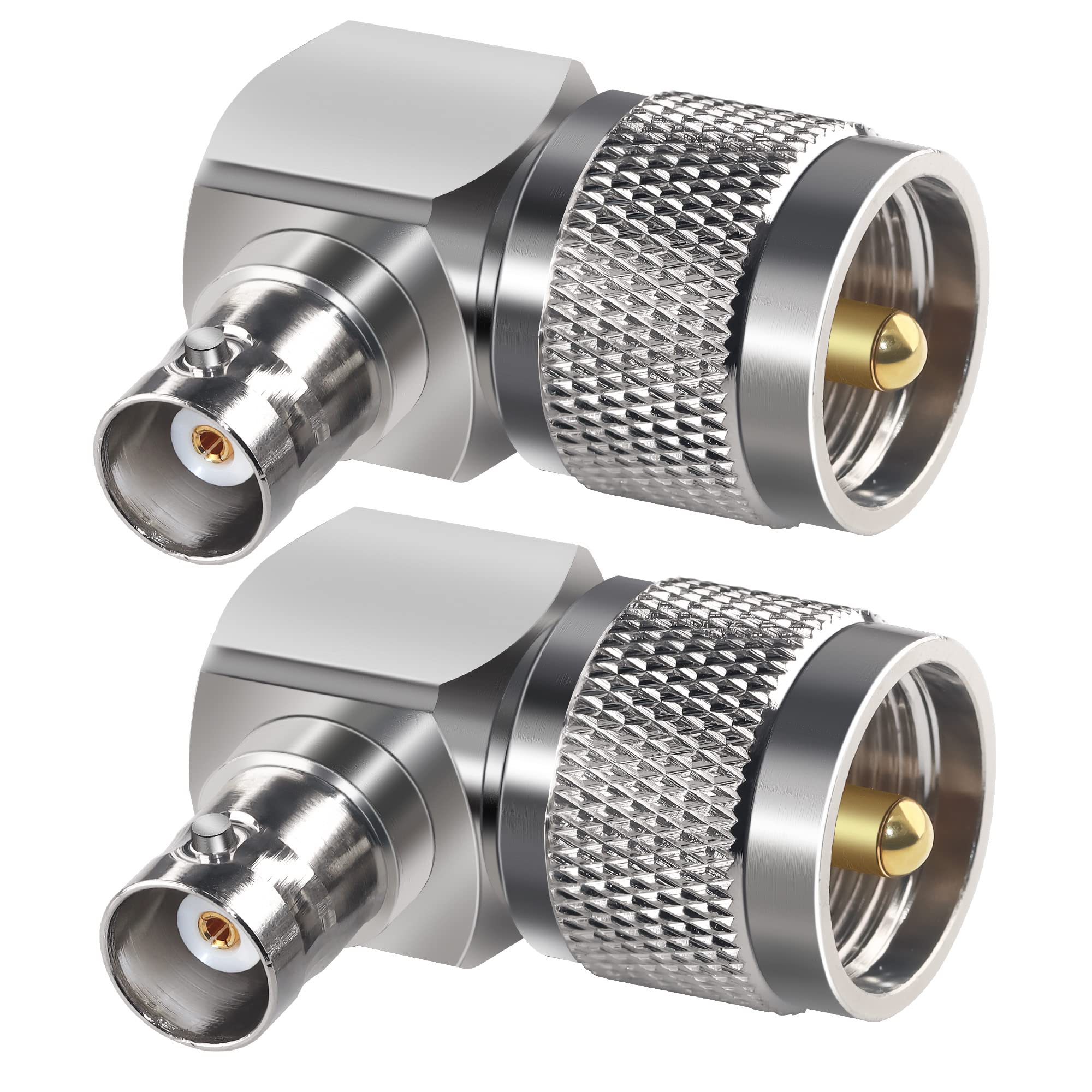 TUOLNK UHF Stecker auf BNC Buchse, rechtwinkliger Stecker UHF PL259 Stecker auf BNC Buchse, Winkel, 90 Grad L Form RF Koax Adapter für Verlängerungskabel 2 Stück