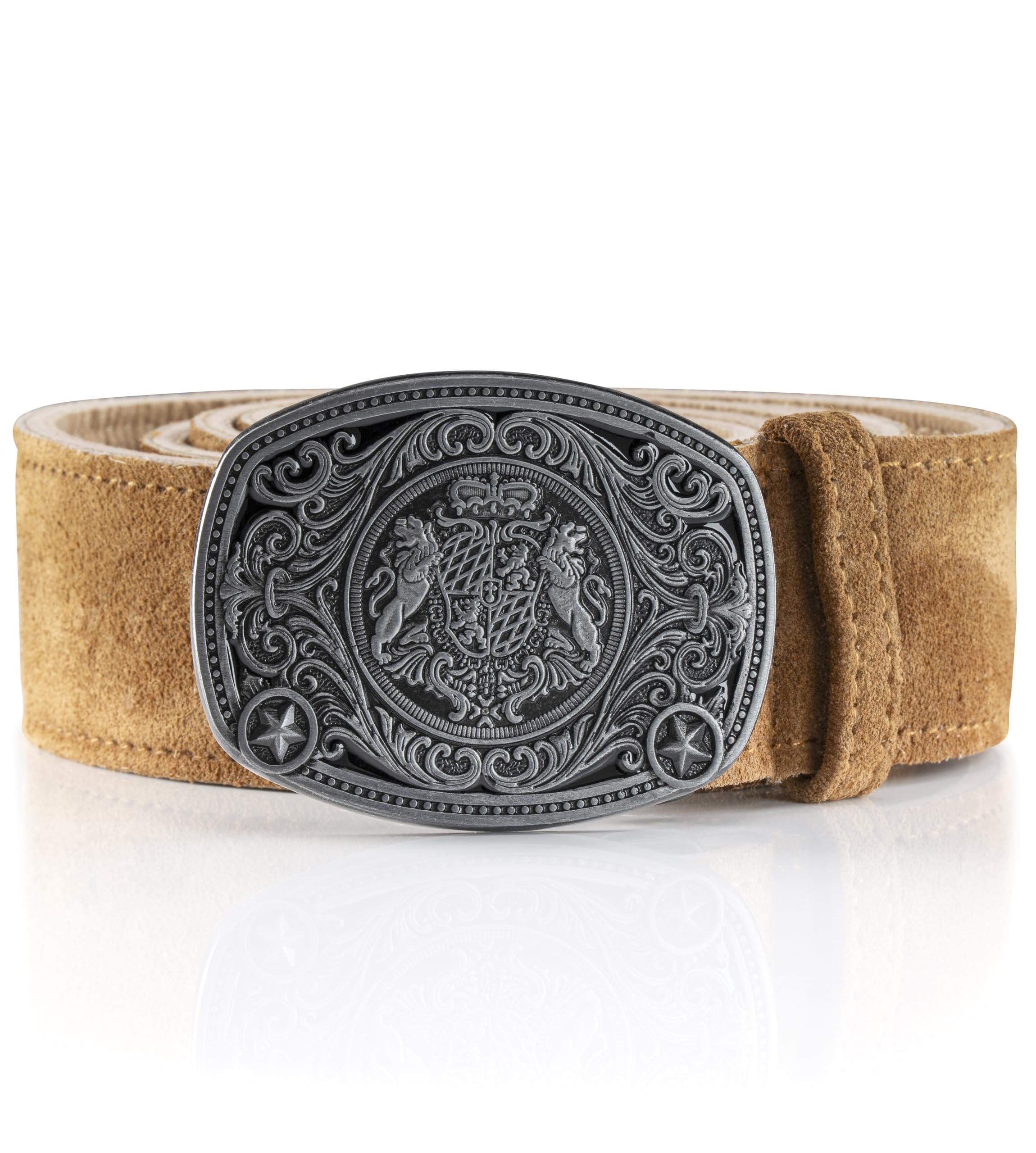 Schöneberger Trachten Couture Men's Light Brown Coat Of Arms. Belt - Brown - Xl