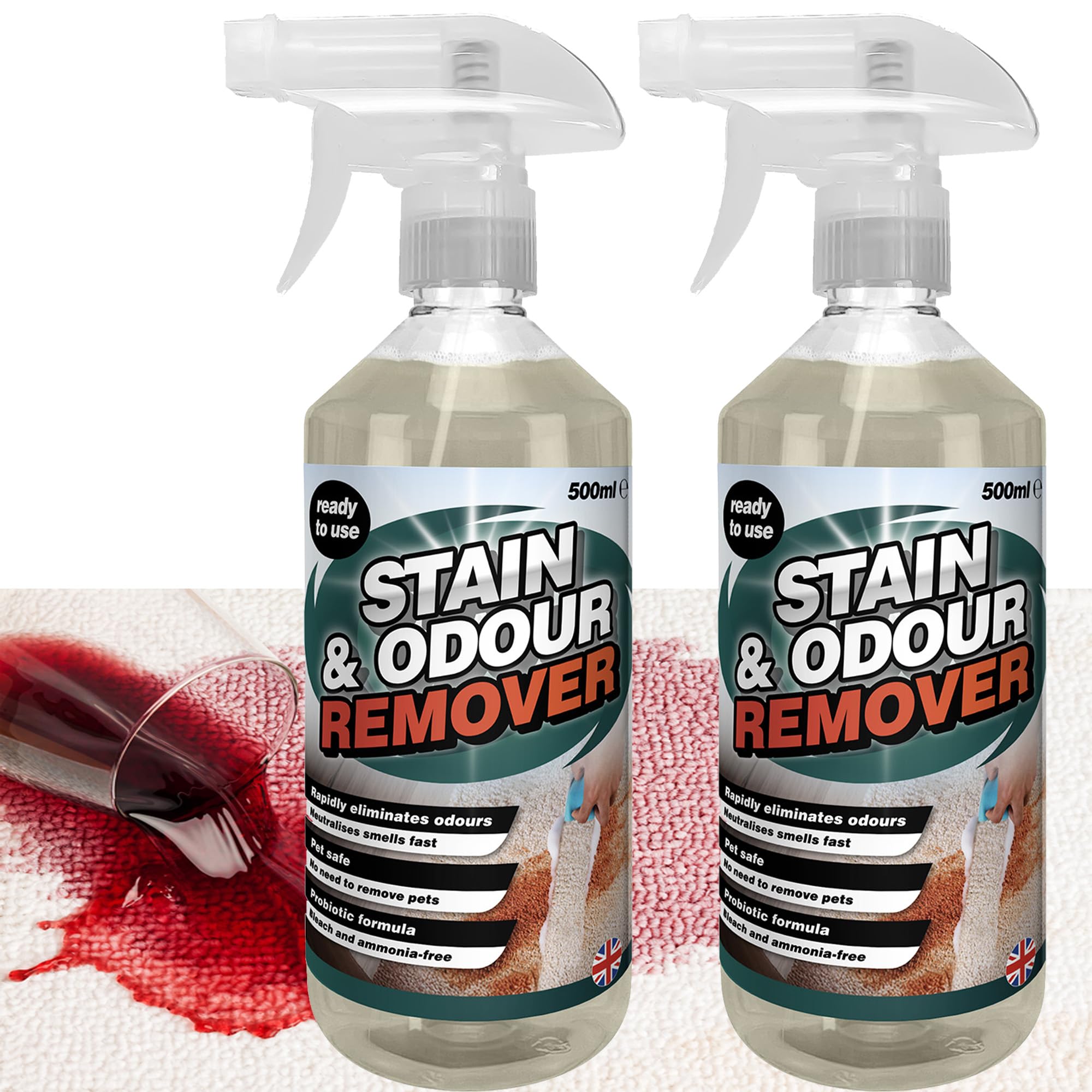 500ml Pet Friendly Stain & Odour Remover Trigger Spray Strong Formula