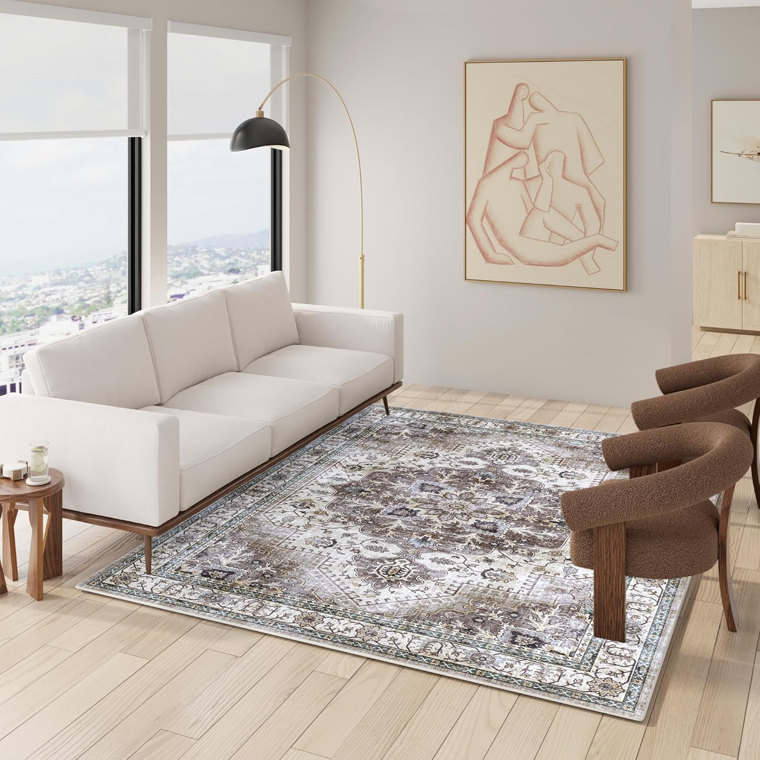 Gertmenian Indoor Easy-Care & Washable Area Rug – 8x10 Large, Ideal for High Traffic Areas in Living Room, Bedroom, Entryway – Erin Gray, 23263