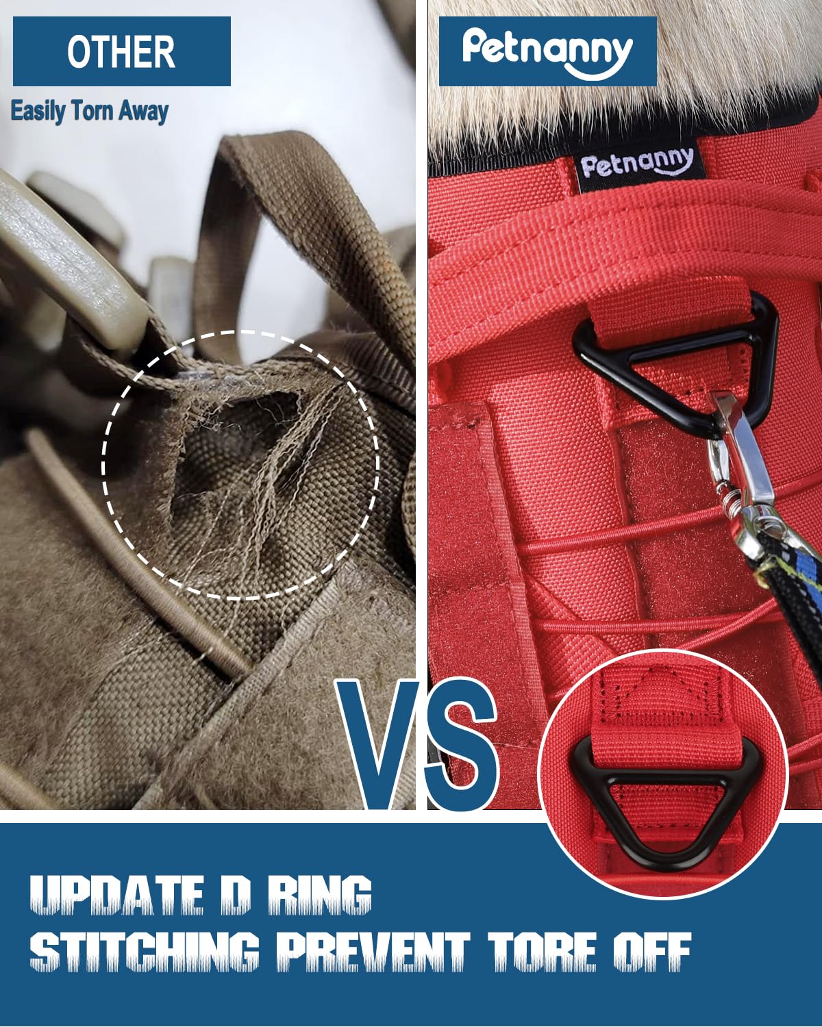 PETNANNY Chaleco táctico para perro, arnés de apoyo emocional sin tirones con parches de velcro y sistema Molle para entrenamiento y caza (rojo, XL)