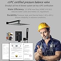 Vista 2 de Sistema de ducha de lluvia, juego de grifo de ducha de 12 pulgadas con boquilla de bañera, juego de grifos de ducha de cascada montado en la pared