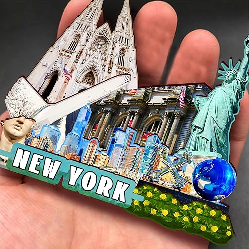 Miniatura 4 de Imán de madera para nevera de Estados Unidos, Nueva York, imanes 3D, recuerdos coleccionables de viaje, decoraciones hechas a mano, 2