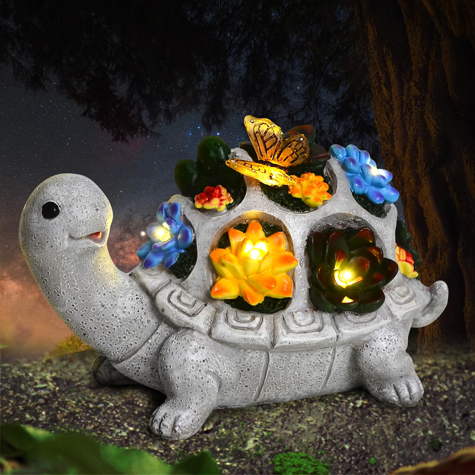 Sea Turtle Gift, Mother's day Garden Statues Gift For All Mom/Grandma/Dad/Women/Aunt/Daughter,Birthday Gifts,Solar Garden Sculptures & Statueswith Butterfly,Patio, Balcony, Unique Housewarming Gifts