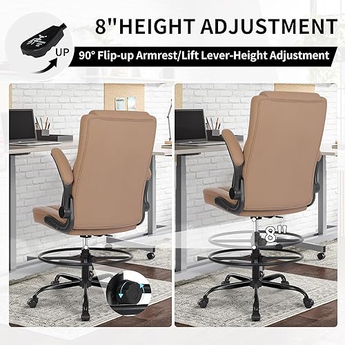 Miniatura 6 de Misolant Silla de dibujo, silla de oficina alta para escritorio de pie, silla de pie con altura ajustable y reposabrazos abatibles, silla de dibujo