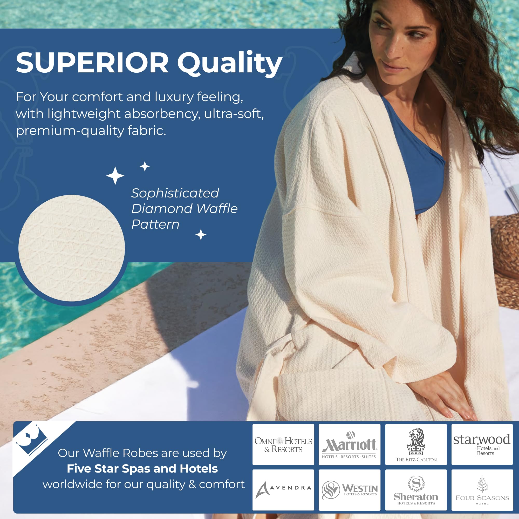 Snapklik.com : MONARCH Diamond Waffle Spa Kimono Robe For Men Or Women ...
