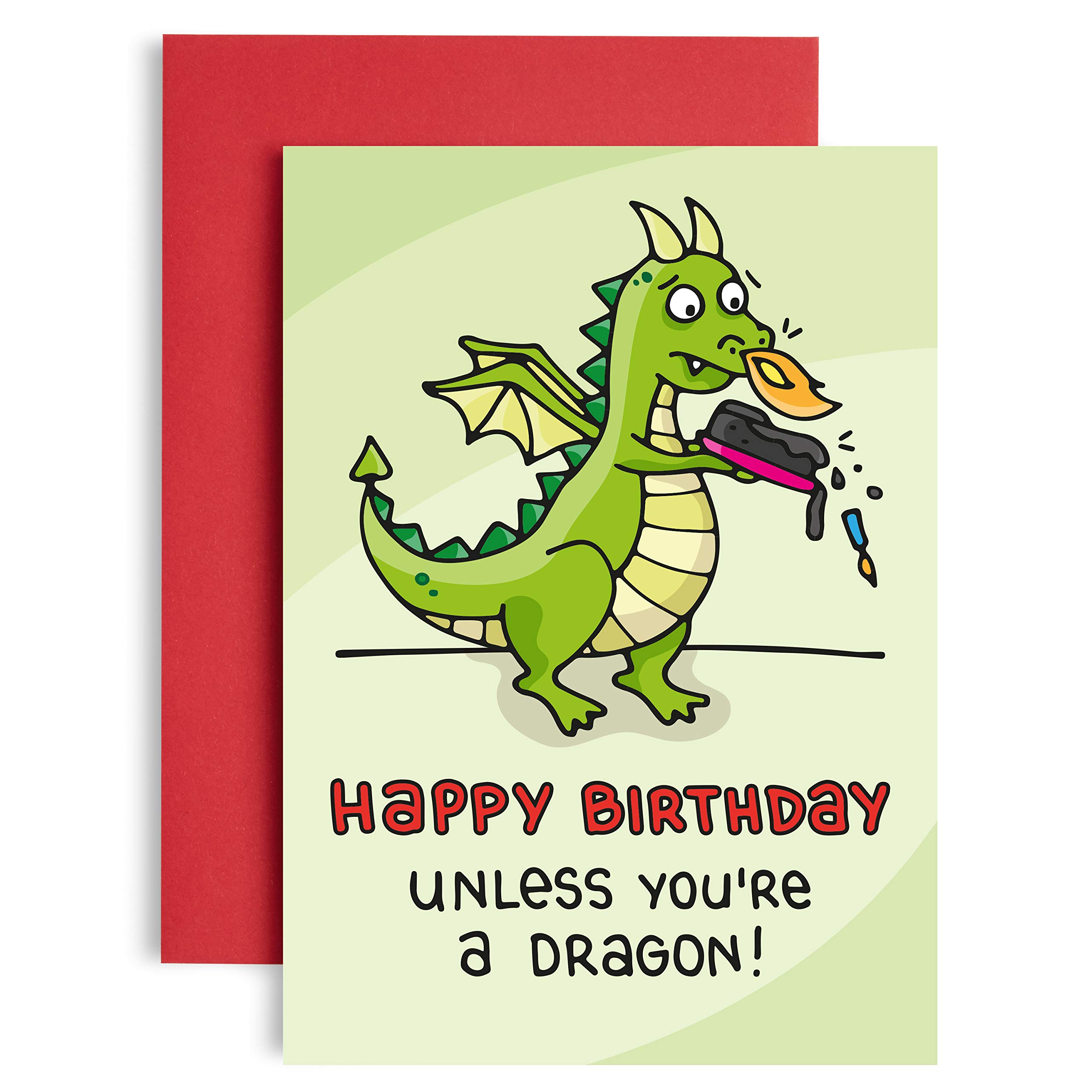 Buy Dragon Blowing Birthday Cake Candles Funny Birthday Card for her