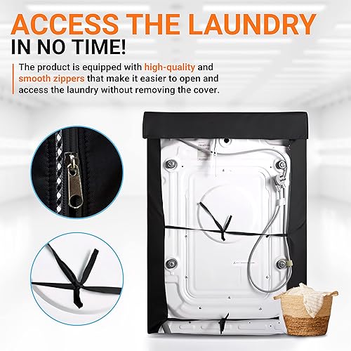 Miniatura 5 de BlueStars Cubierta de Lavadora para Carga Superior - Protección Exterior Premium para la Mayoría de Fundas de Lavadora y Secadora - A29" x P28" x