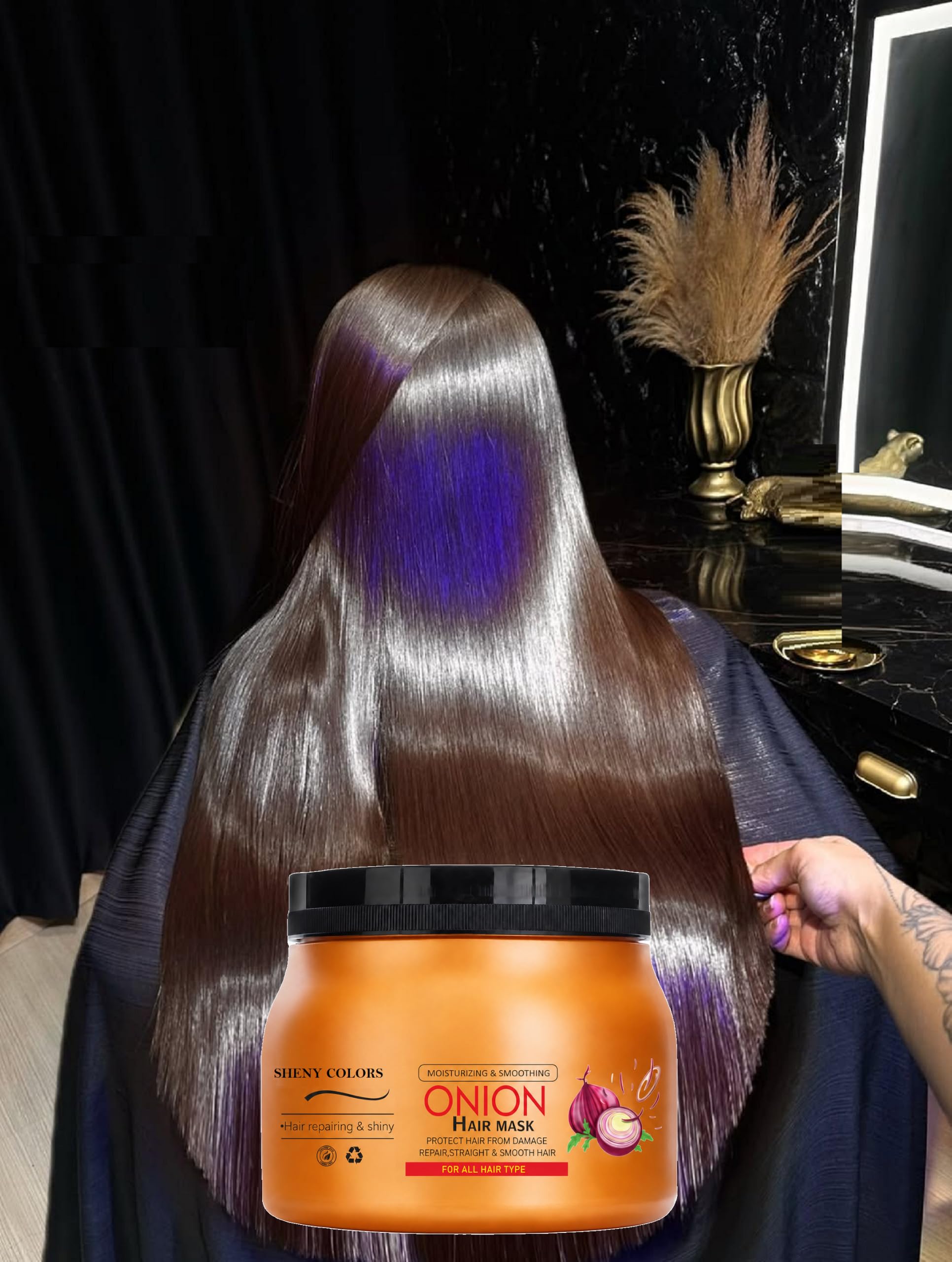 Onion Hair Mask Spa | Enriched with Onion Extract, Vitamin E, Ginger, Moroccan Argan, Black Seed, & much more For Deep Conditioning Frizz-free Colors Treated, Smooth & Shiny Hair-image-20