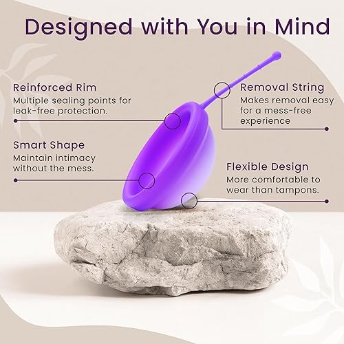 Miniatura 4 de EcoBlossom Disco menstrual reutilizable con cuerda de extracción, los discos de silicona de grado médico más confiables - Uso cómodo durante 12
