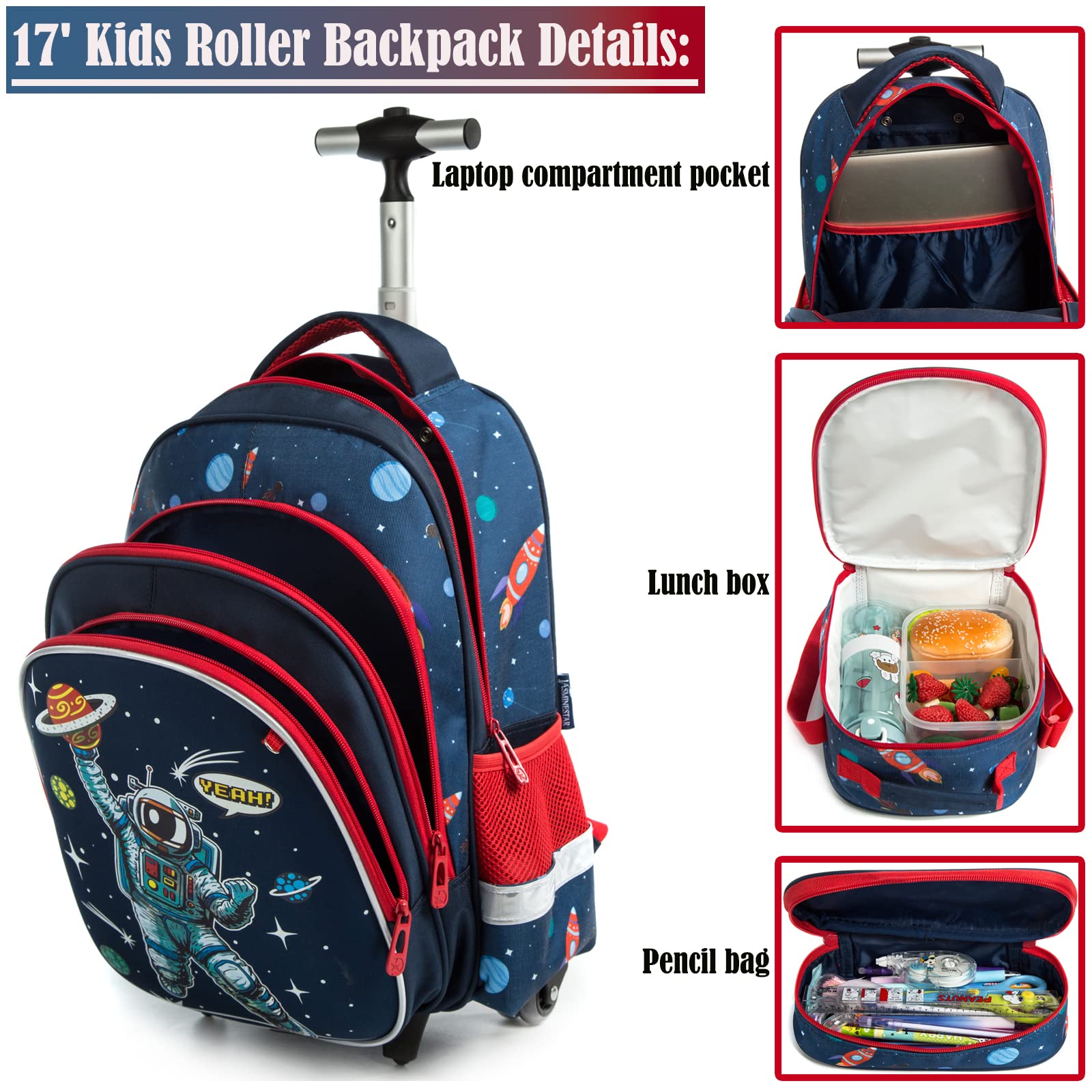 Zaino con Rotelle Bambini Trolley Zainetto Elementare Scuola Primaria