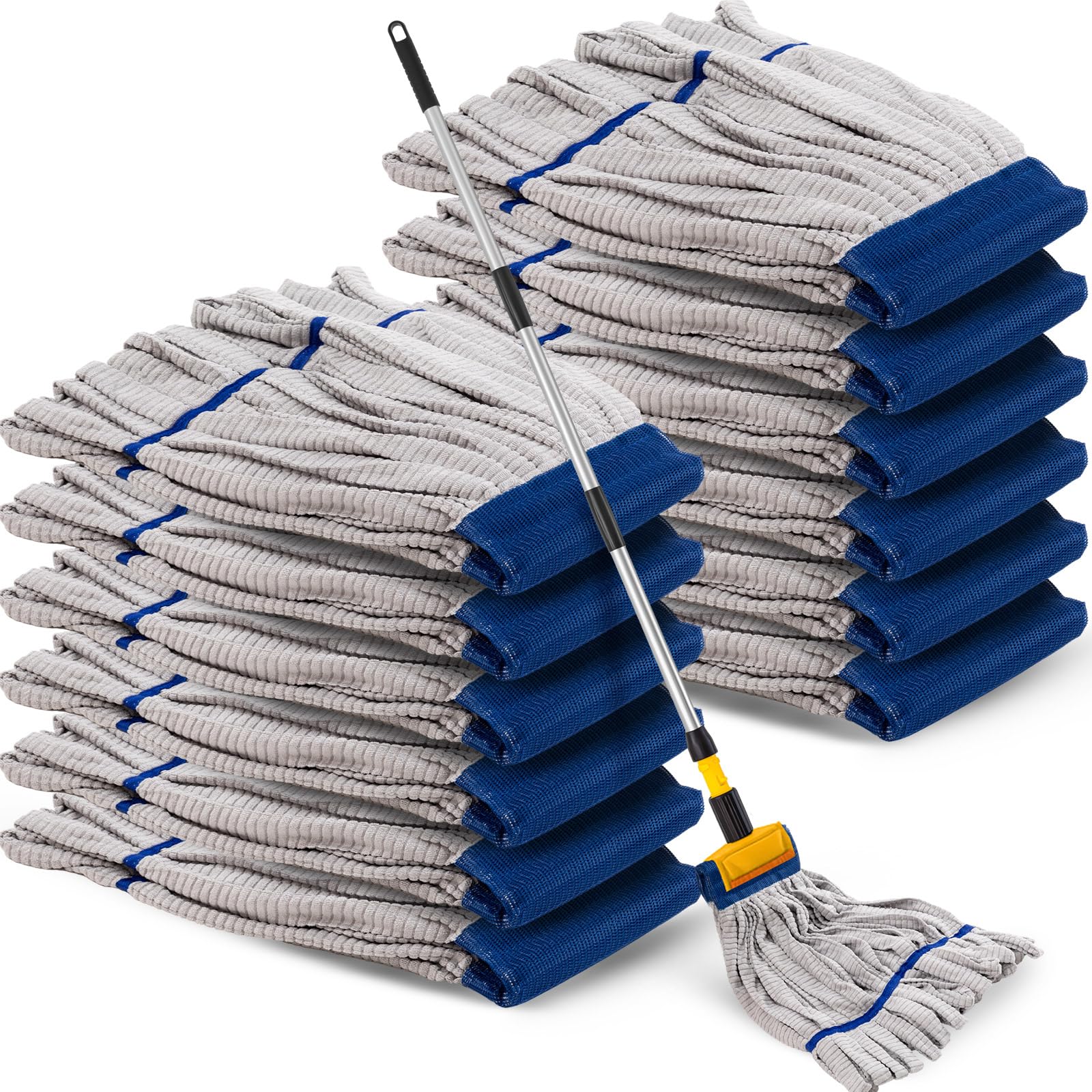 Hushee 6 Pcs Large Microfiber Tube Mop Heads 18 Oz Looped End,Grey