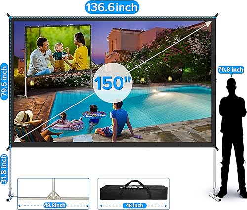 Miniatura 2 de Pantalla de proyección frontal y trasera portátil de doble cara para interiores y exteriores