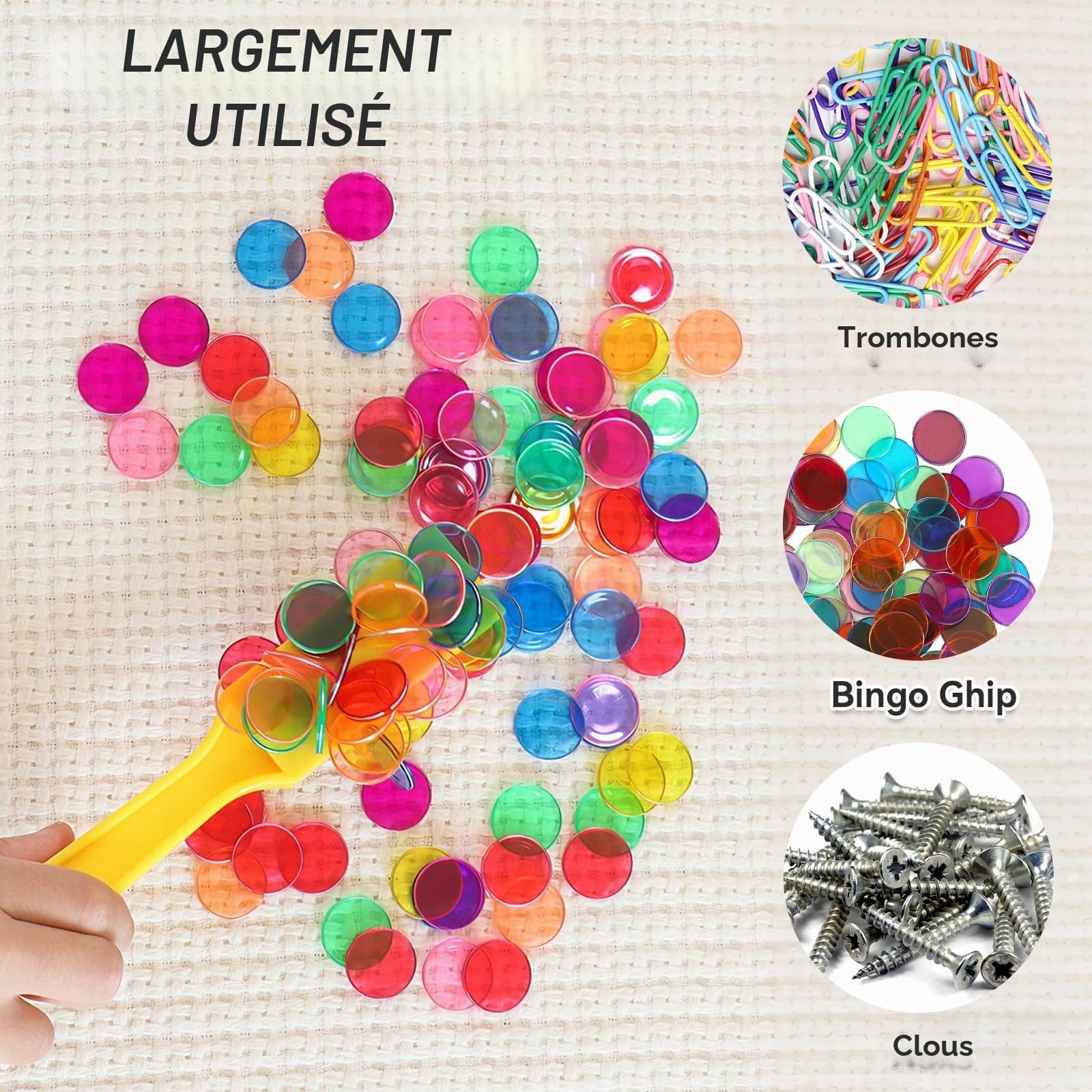 Kit de Bingo Magnétique, 2 Bâton Magnétique 200 Jetons Loto, Baton Jetons Bingo Jeux coloré, Bingo Jeton Magnetique pour Jeu éducatif Enfants et Accessoire Pratique