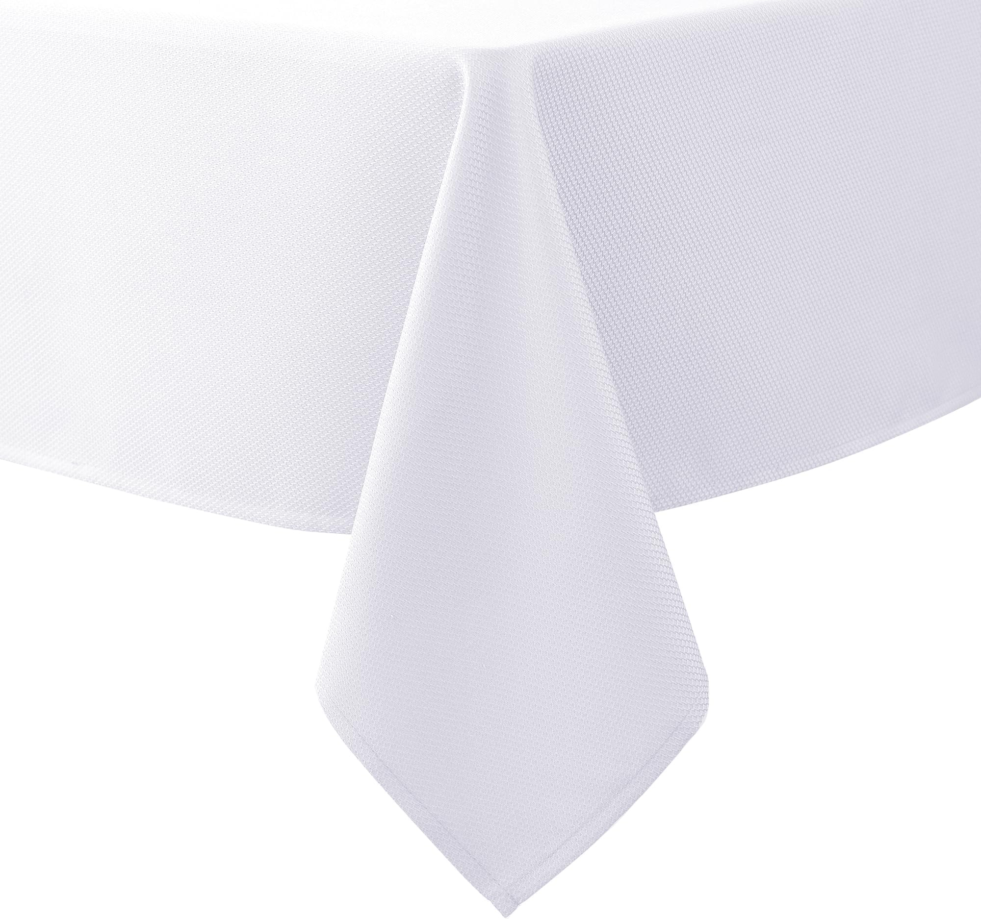 Biscaynebay Textured Fabric Tablecloths 70x120 Inches Rectangular, White Water Resistant Tablecloths for Dining, Kitchen, Wedding and Parties etc. Machine Washable