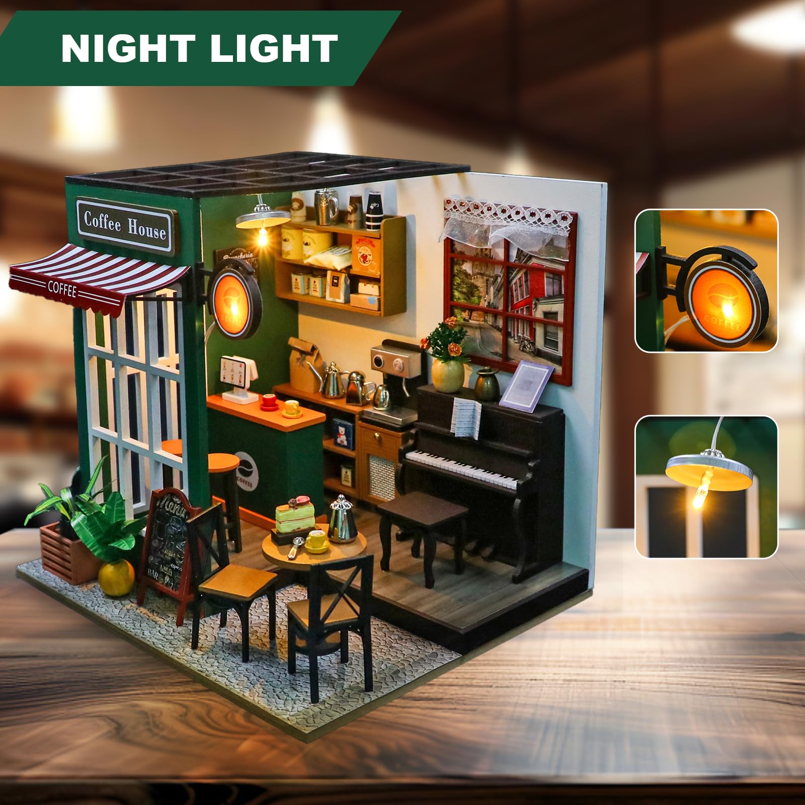 DIY Miniature Dollhouse Kit, Minihouse Crafts for Adults, Wooden Mini Craft Coffee Shop, Mini House Building Kit, Book Nook Kit?Diy Booknook Kit, Dollhouse Home Decor