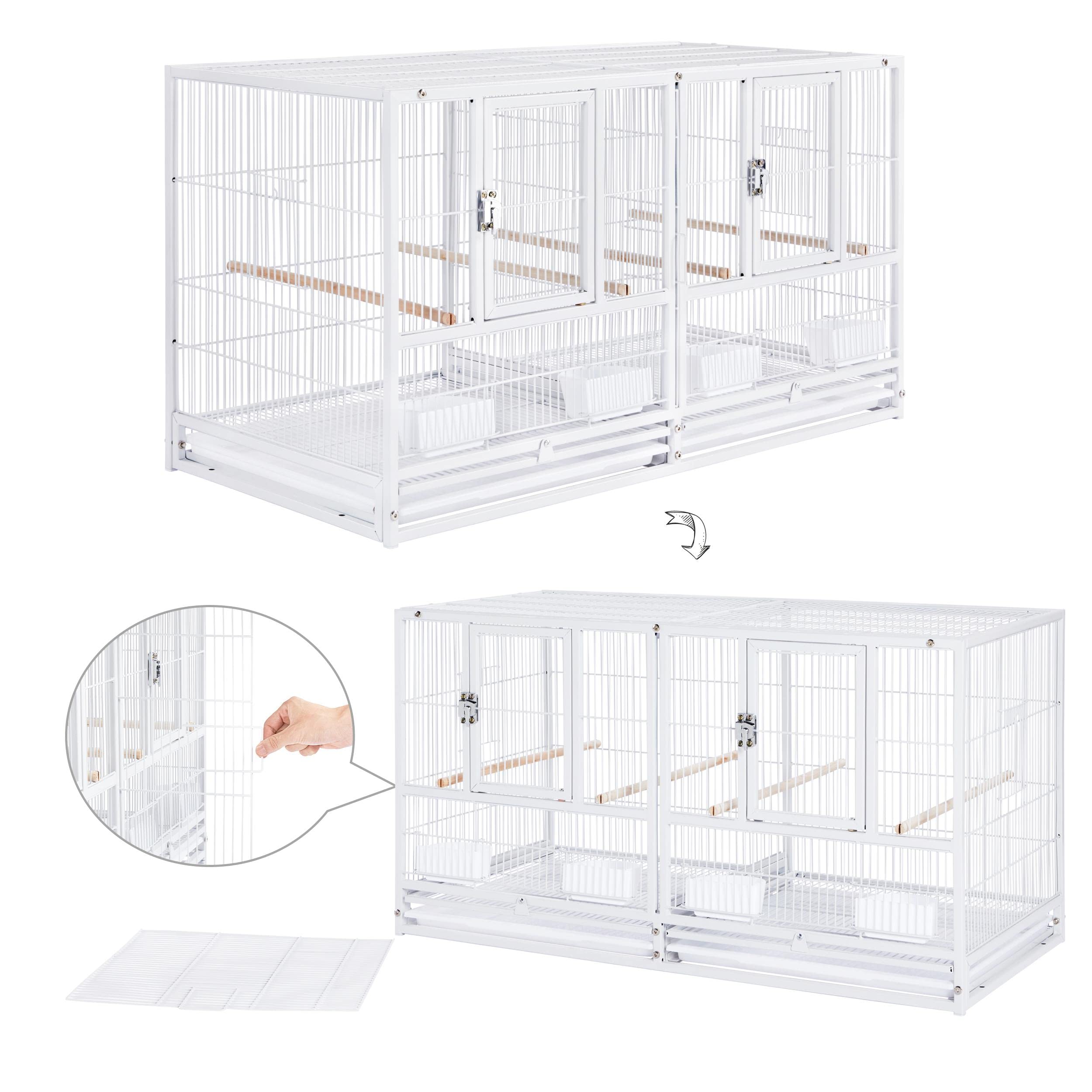 Large Animal Cage For Small Pets, Black, 4-Tier, 2-Door, Powder Coated Metal, Heavy-Duty Casters