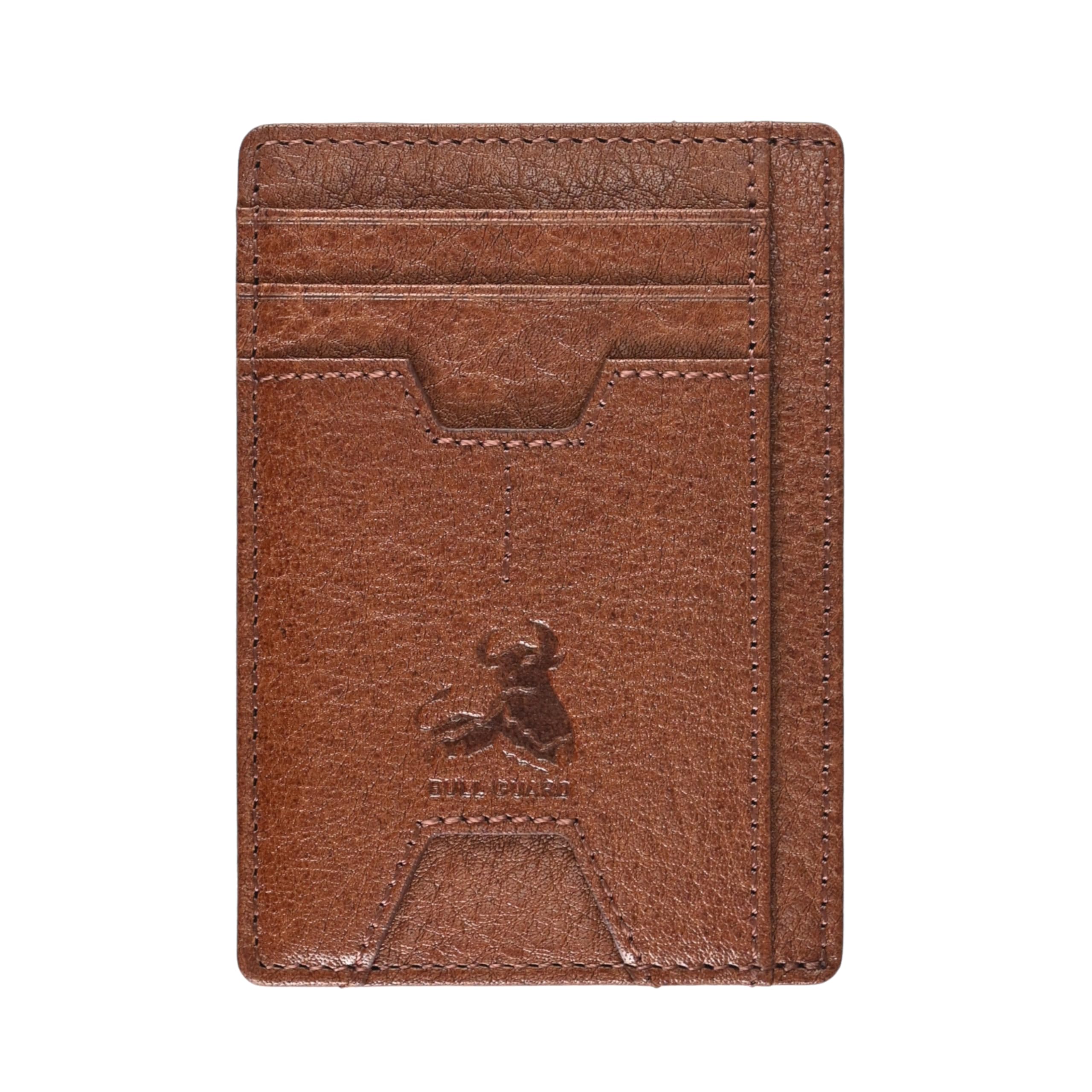 BULL GUARD Mens RFID Blocking Leather Slim Card Case Wallet with Easy Access ID windows, Cash & Card Slots, Crafted with Premium Top Grain Leather