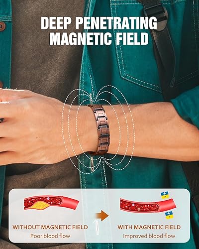 Miniatura 4 de Jecanori Pulseras magnéticas de cobre eficaces para hombres y mujeres, pulsera magnética ultra resistente con herramienta de tamaño