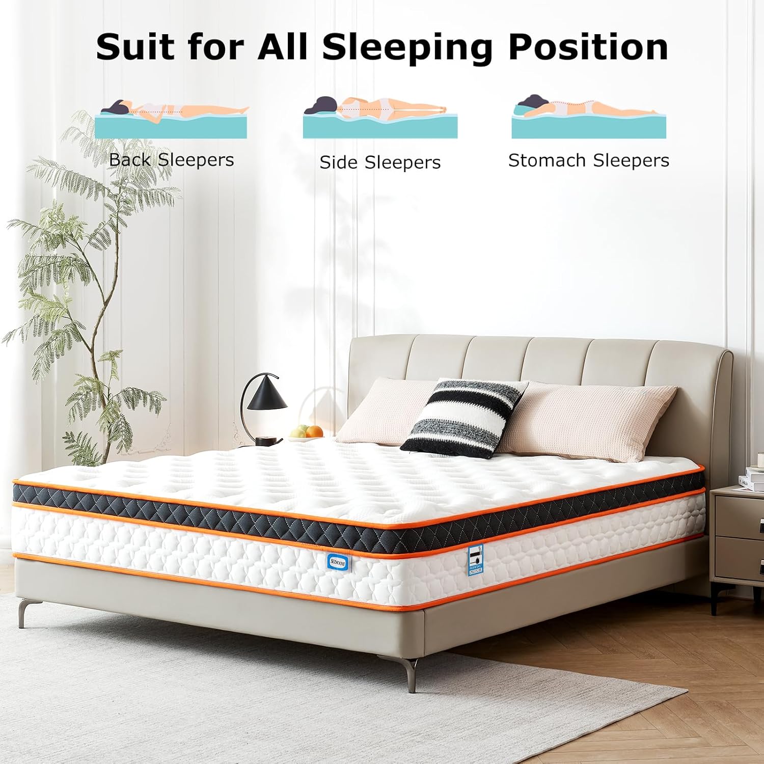 Double Mattress 4FT6, Gel Memory Foam, Individually Medium Firm Pocket Sprungs Double Size Mattresses, Orthopedic Hybrid Mattress for Back Pain Relief 135x190x23cm image 4