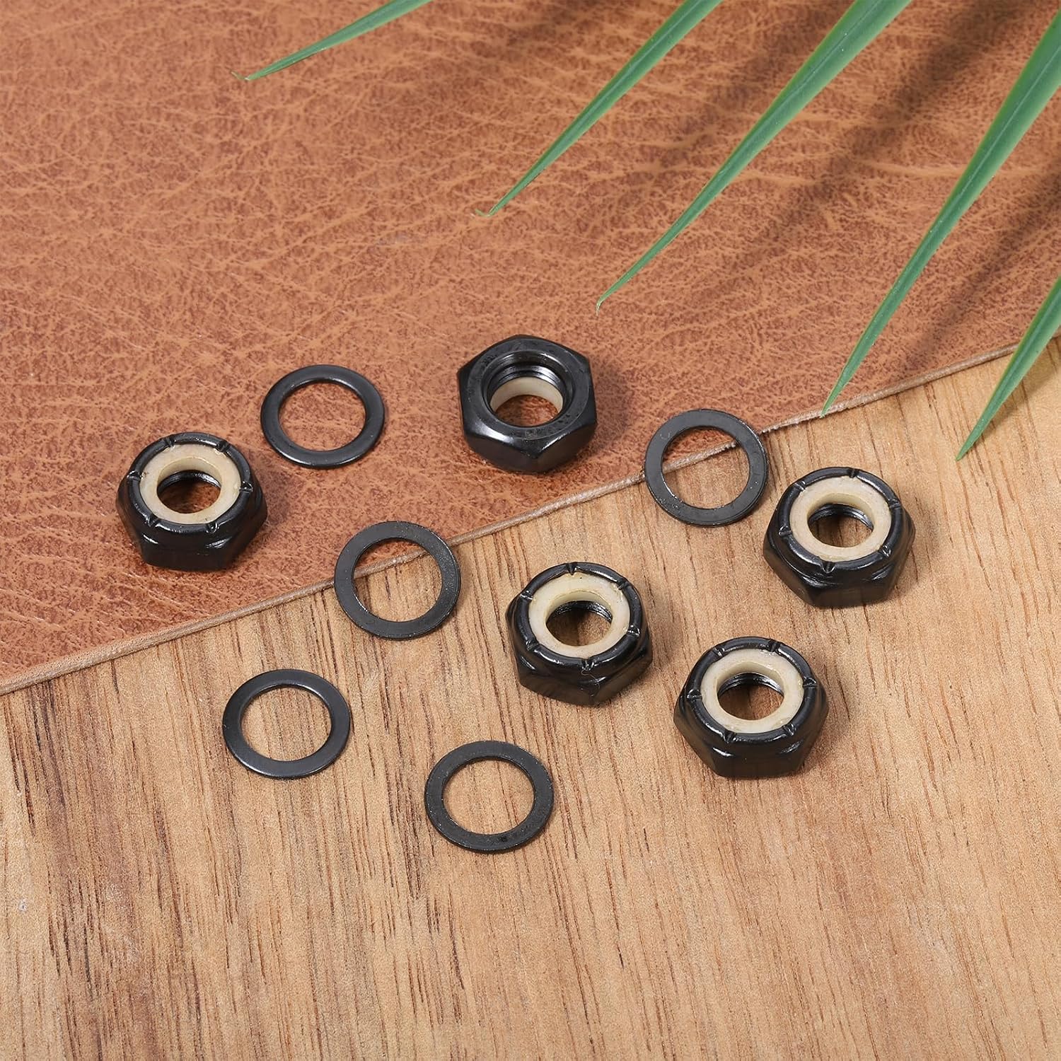 16 PCS Skateboards Washers Skateboard Truck Nuts Roller Skate Washers Skate Truck Hardwares Skateboard-Truck Hardware Longboard Accessories for Longboard (Black)