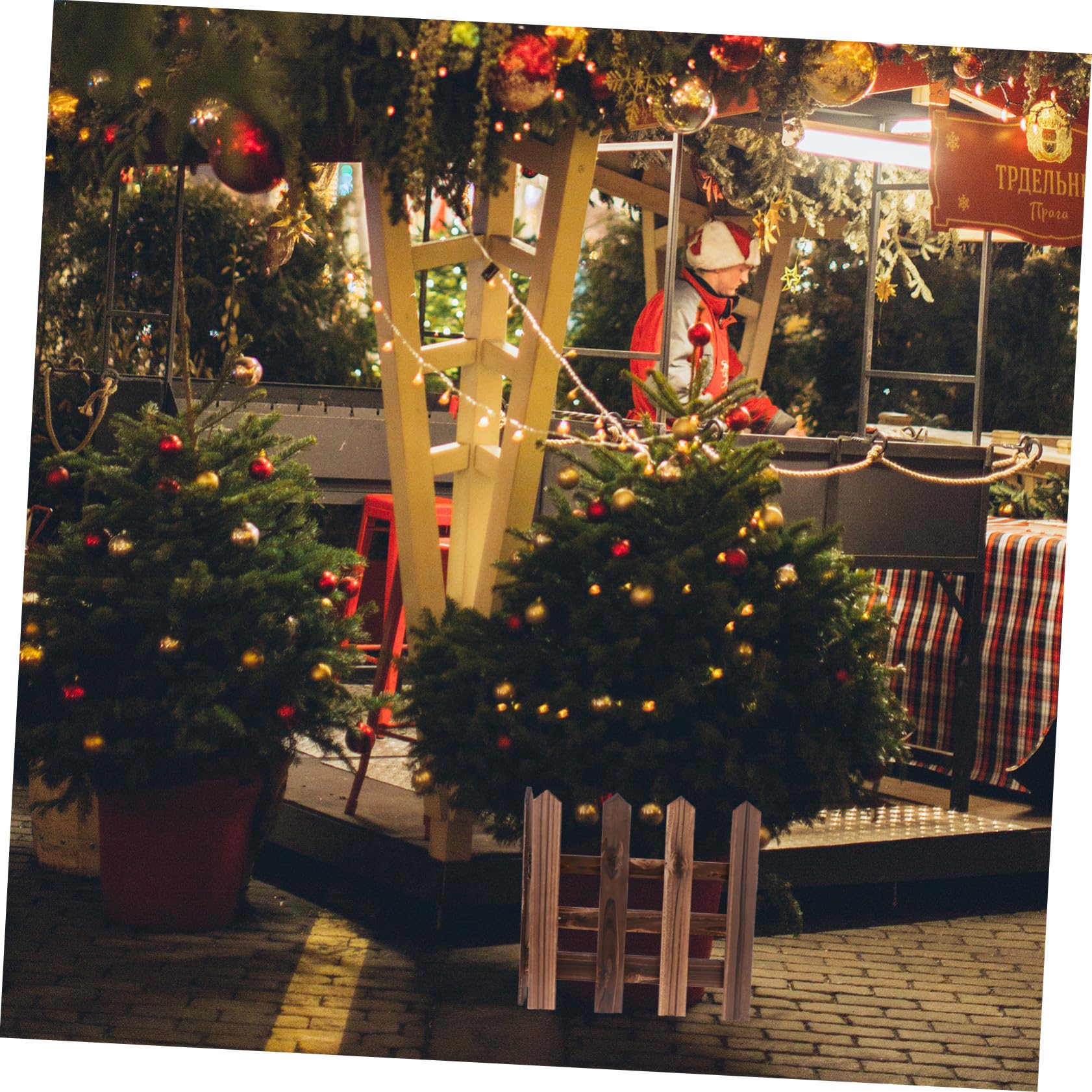 BESTonZON Recinzione in Legno Miniatura Carbonizzata per Decorazioni di Natale e Fatati Staccionata per Cortile Hotel e Festivi