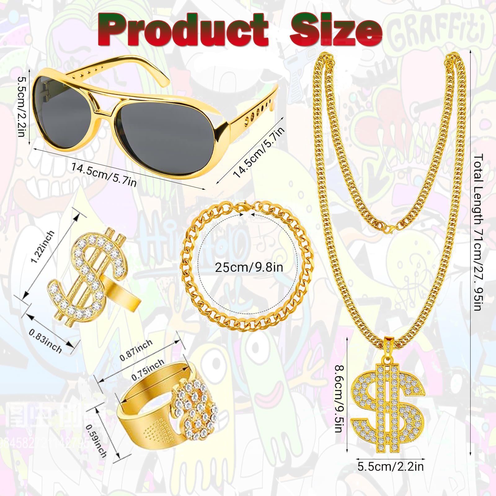 FACATH Hip Hop Costume Accessories kit - Image 2