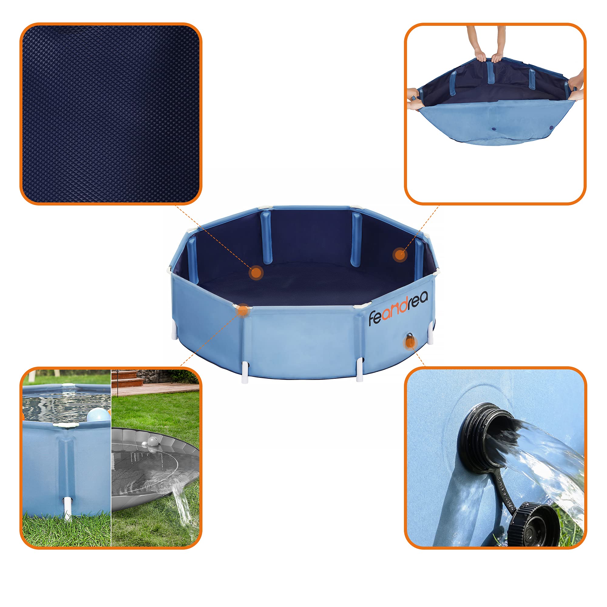 Feandrea Piscine pour Chien, Baignoire Animaux, Bassin Jeux, Bleu PDP003Q01