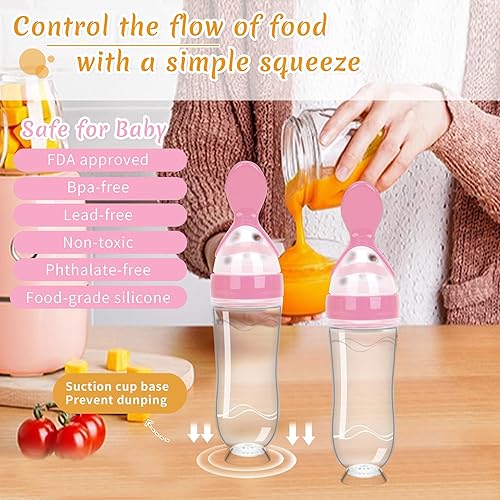 Miniatura 4 de WAJIAYON Comedero de comida para bebé, paquete de 4 cucharas dispensadoras de alimentos de silicona para bebés, cucharas de alimentación para