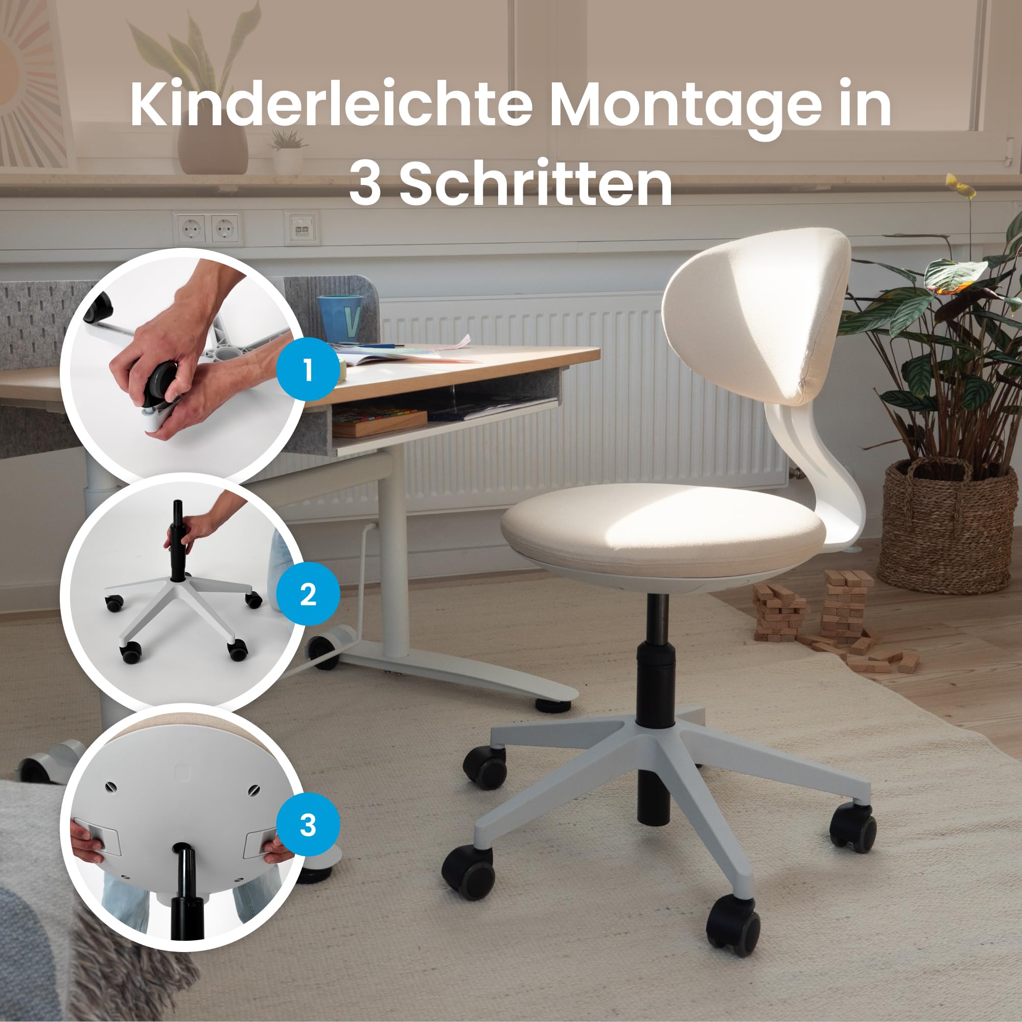 Ergotopia Ergonomischer Kinder Schreibtischstuhl – höhenverstellbarer Kinderdrehstuhl mit atmungsaktiver Rückenlehne, orthopädischer Kinderstuhl für gesundes Sitzen, Kinder Schreibtisch Stuhl
