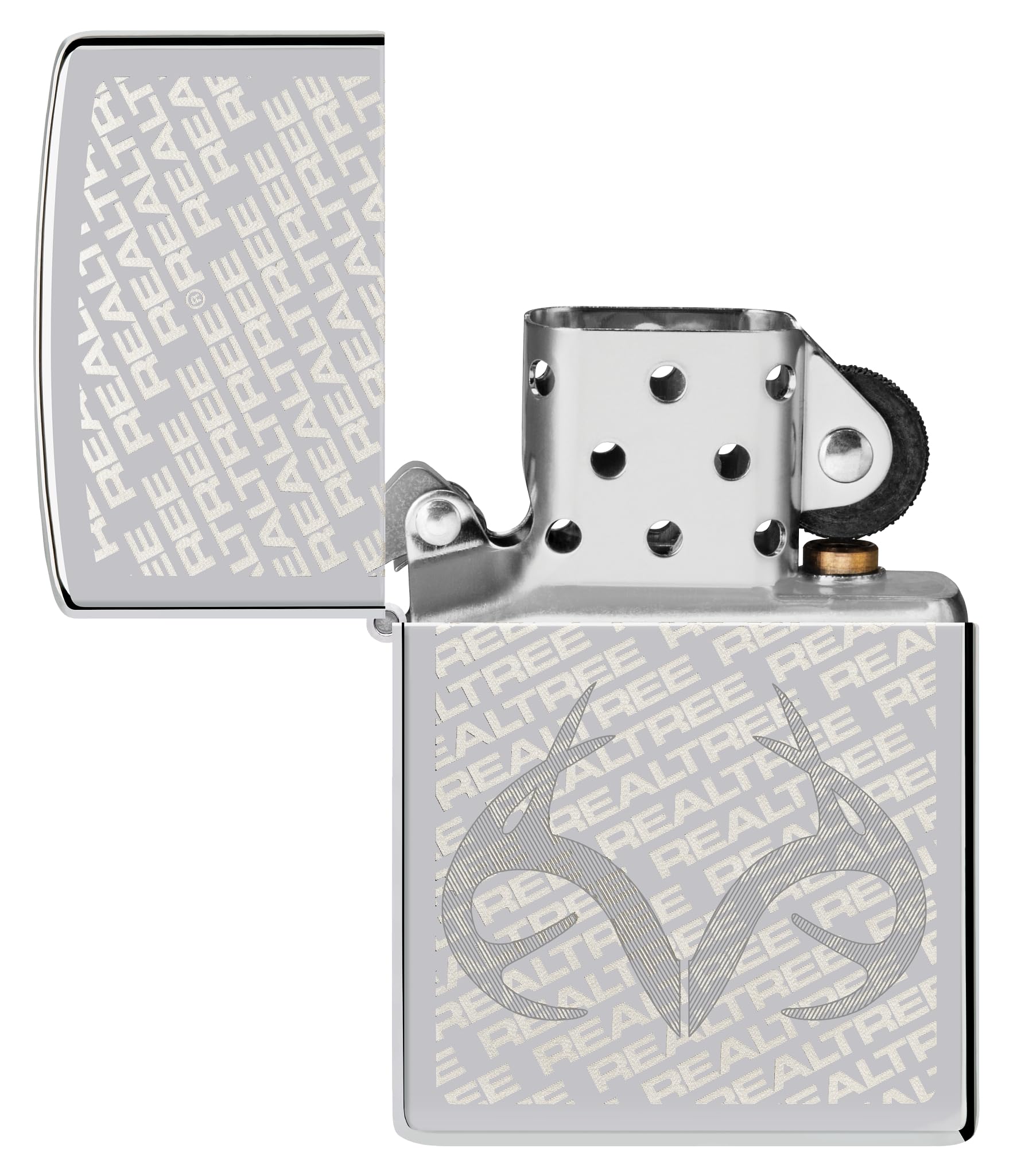 Zippo Realtree Zapalniczka Sztormowa, Laserowe Grawerowanie, Wielokrotnego Użytku, Wiatroodporna, Pudełko na Prezent, Chrom, USA