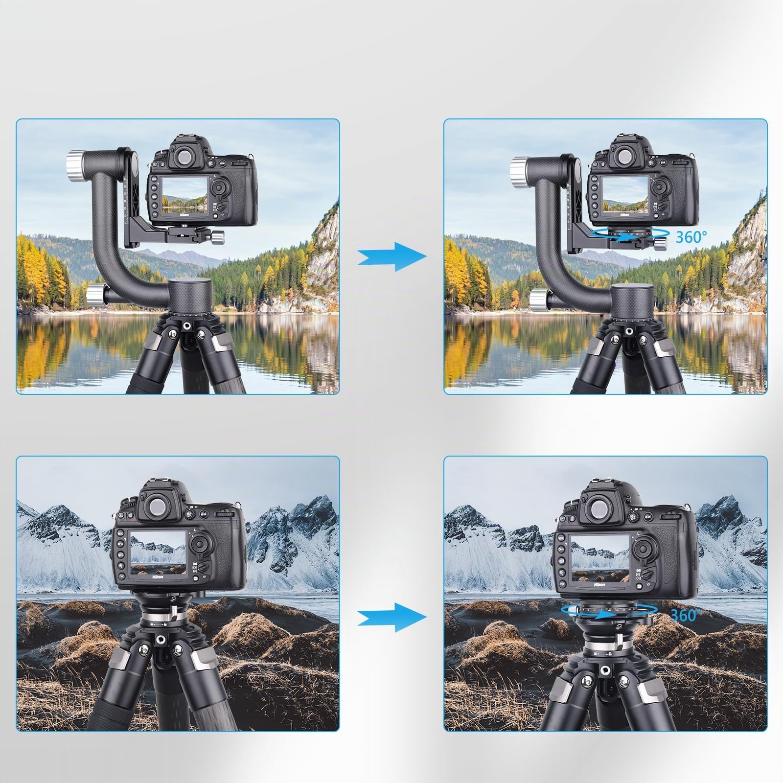 ARTCISE Appareil Photo Base panoramique panoramique avec Plaque de Style, tête panoramique avec Niveau à Bulle pour trépied Monopode appareils Photo Reflex numériques, Charge maximale : 15 kg.