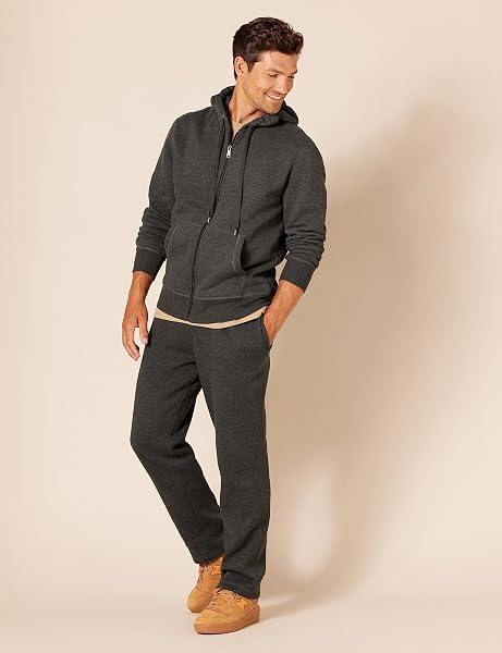 Amazon Essentials Herren Fleece-Kapuzenpulli mit durchgehendem Reißverschluss (erhältlich in den Größen Big & Tall) XL Dunkelgrau Meliert - 4