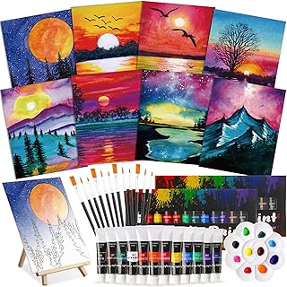 Cholemy 36 Pcs Paint and Sip Kit for Adults 8''x10'' Pre Drawn Canvas fo...