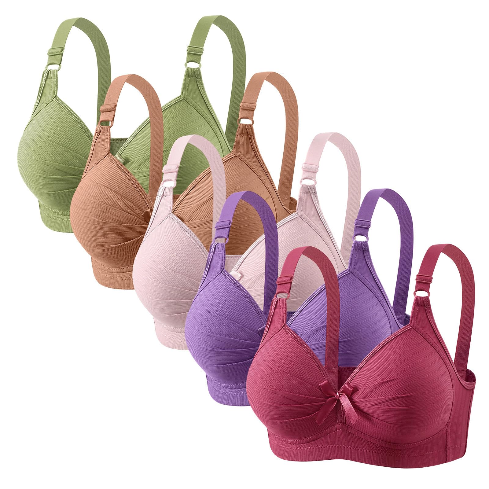 Set da 5 Reggiseno Schiena Scoperta Reggiseno Senza Ferretto Push Up Scollo a V Traspirante Reggiseni Sportivi con Spalline Reggiseni Taglie Forti Senza Cuciture Comodo e Morbido per Yoga Jogging Gym