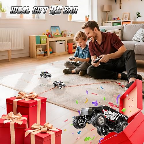Miniatura 7 de SOONYANG Mini autos de control remoto, juguete de camiones monstruo de control de aplicación, caja de aleación 164, autos RC con luces, auto de