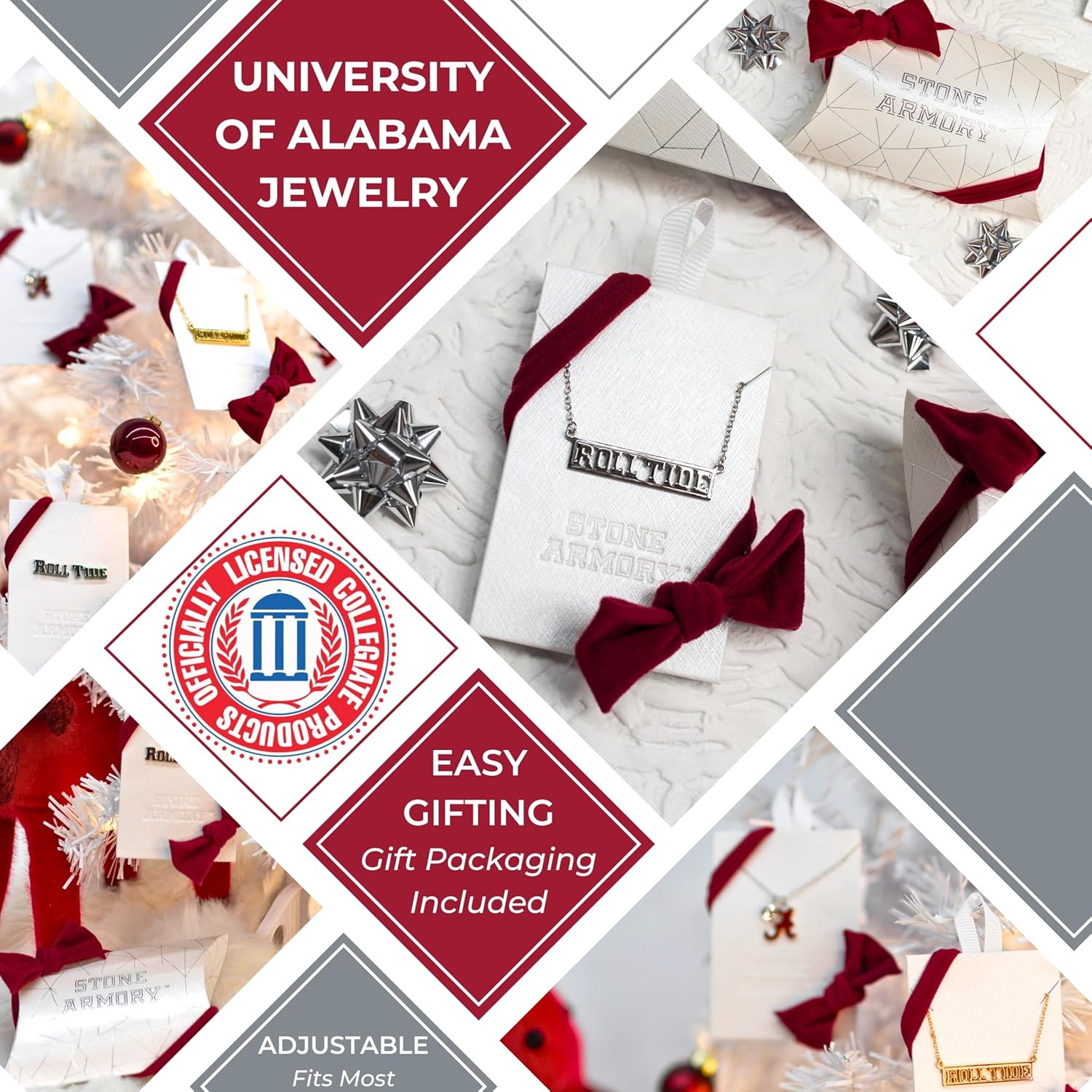 Stone Armory Alabama Women's Jewelry - University of Alabama ROLL TIDE Necklace - Hypoallergenic and Adjustable 16-20in - University of Alabama Gifts for Women - Image 3