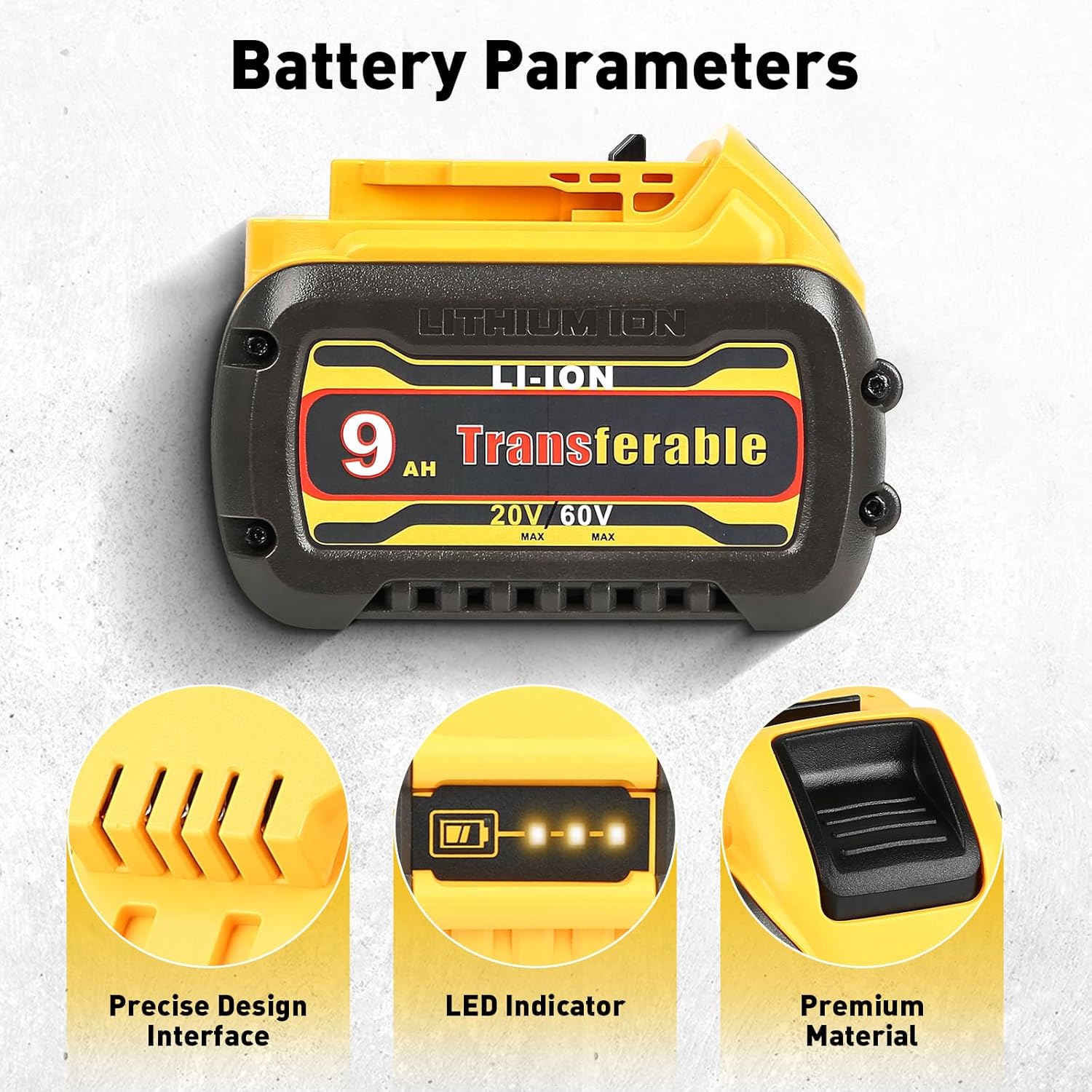 QuasuHaven 9.0Ah Replacement DCB609 Battery & DCB118 Fast Charger Combo for Dewalt 20V Max Battery,Compatible with Dewalt 60V Batteries & Cordless Power Tools DCB615 DCB612 DCB609 DCB606