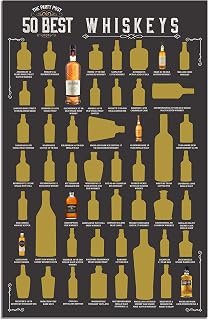 Party Post Scratch Off Poster - Top 50 Bucket List Banner. Wall Sign for Home Decor Birthday Gift Ideas for Her or Him. Man Cave, Bar & Pub Art Supplies 28x45cm Best 50 Sign.