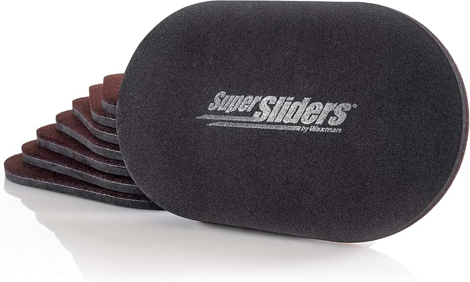 Super Sliders 5-3/4" x 9-1/2" XL Oval Reusable Felt Furniture Sliders for Hard Surfaces, Anti-Slip Protective Furniture Moving Pads for Beds, Sofas, Dressers, Set of 8, Brown