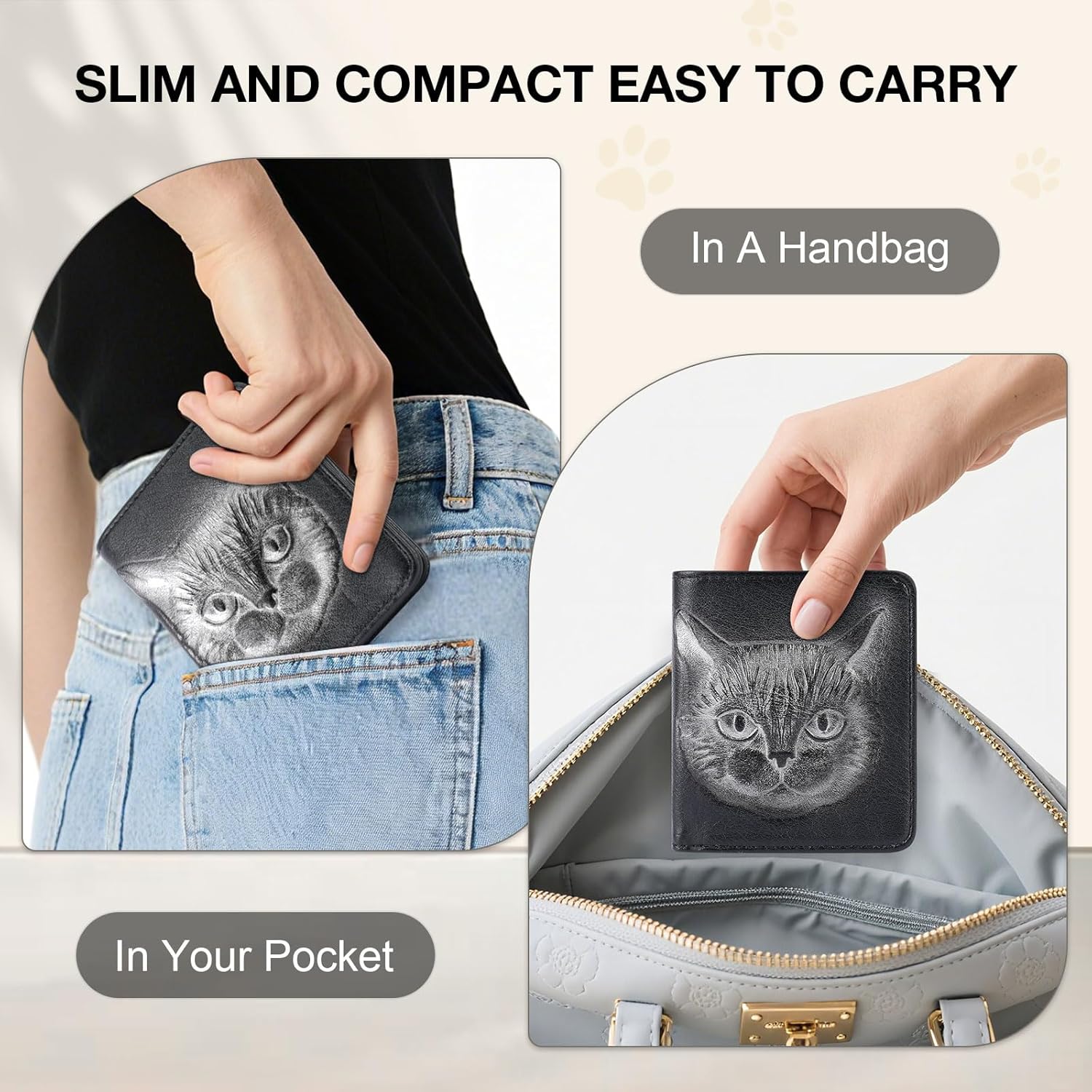 Cute Cat Wallet for Women, Small Leather Womens Wallet Slim RFID Blocking Bifold Credit Card Holder for Travel, Gift for Ladies (09-Silver Black) - Image 5