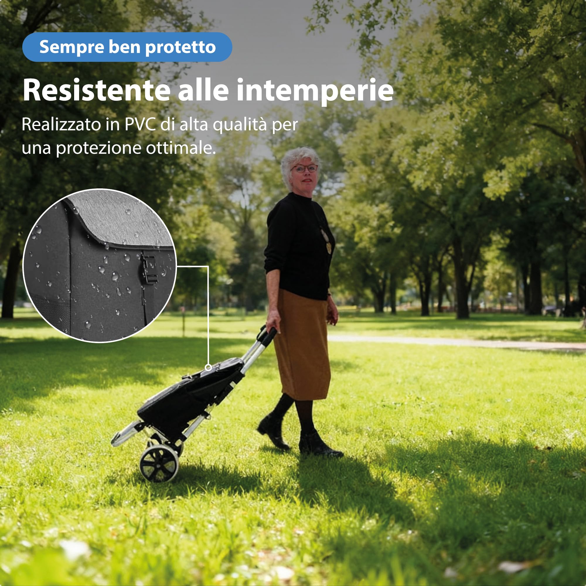 Safe Age Carrello Spesa con Ruote - Trolley Pieghevole da 45 Litri con Vano Frigorifero e Funzione Portatutto - Grigio