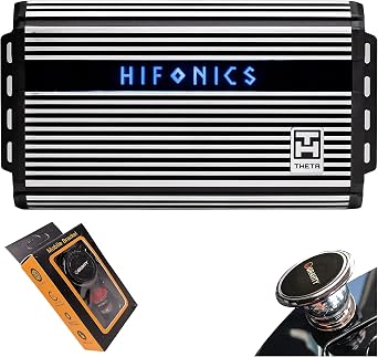 Hifonics ZTH-1225.1D Zeus Theta Compact Mono Channel Car Audio Amplifier (Silver) Class D Amp, 1200-Watt Built-in Bass Control, Bass Remote Included with Gravity Phone Holder Bundle