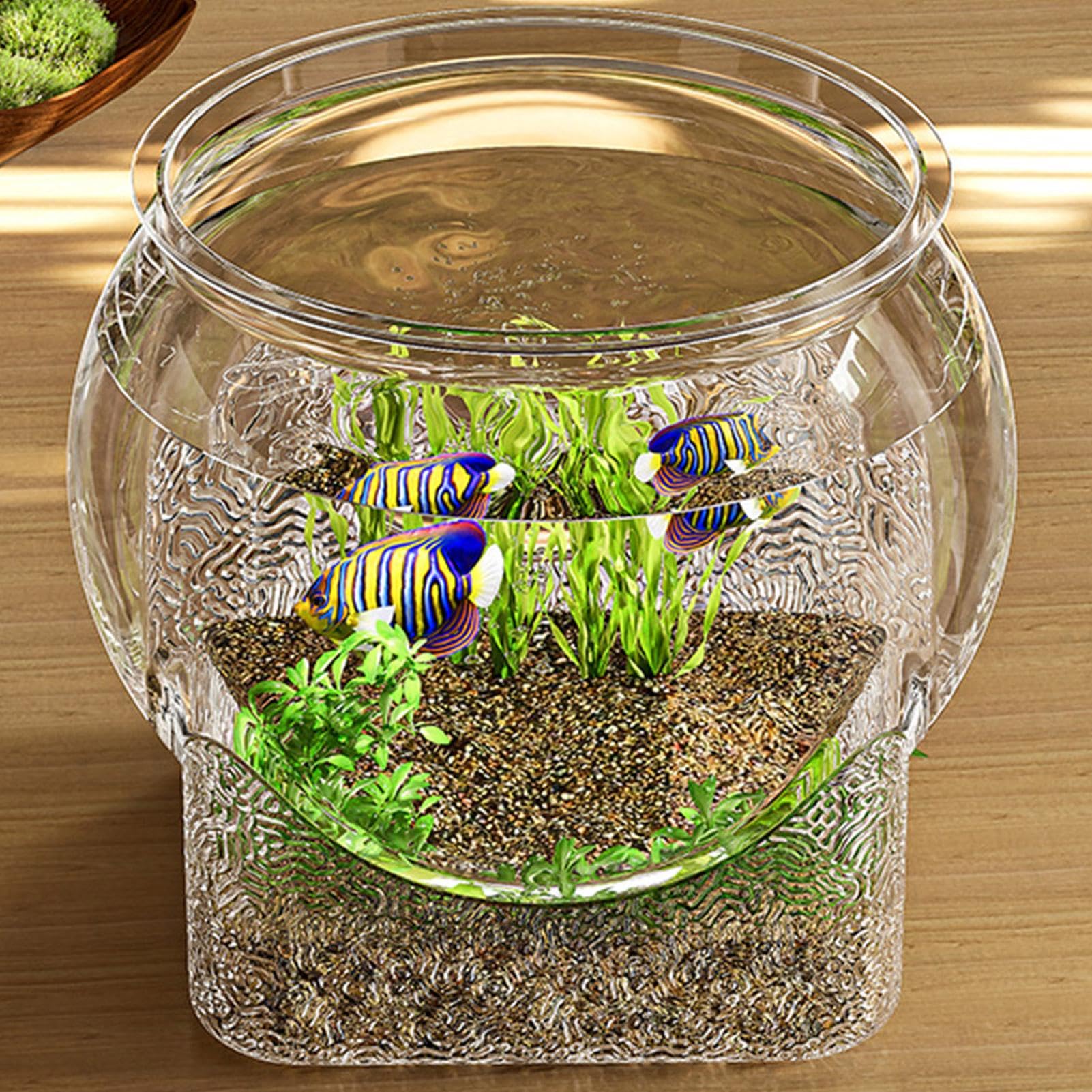 Boule en Verre Transparent - Bol à Poisson Rond - Aquarium Betta - Aquarium de Bureau pour Le Travail à Domicile - Petits Aquariums - 16/19/22,3 cm