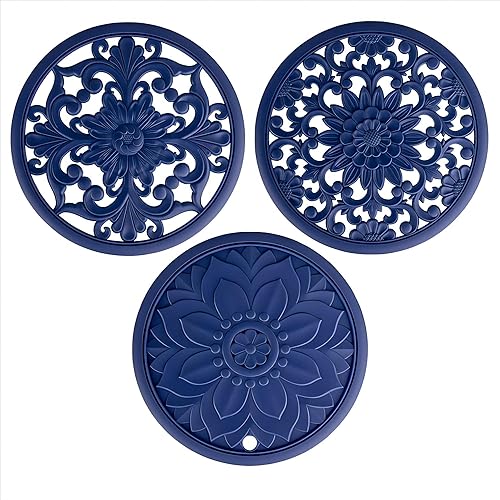 Viwehots Salvamanteles de silicona  Alfombrillas de silicona para ollas y sartenes calientes, almohadillas calientes talladas multiusos, tapete de