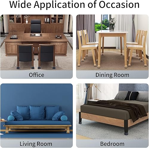 Miniatura 7 de Ezprotekt 8 piezas deslizantes grandes transparentes para patas de silla para alfombra, almohadillas cuadradas de teflón para muebles, tapas para