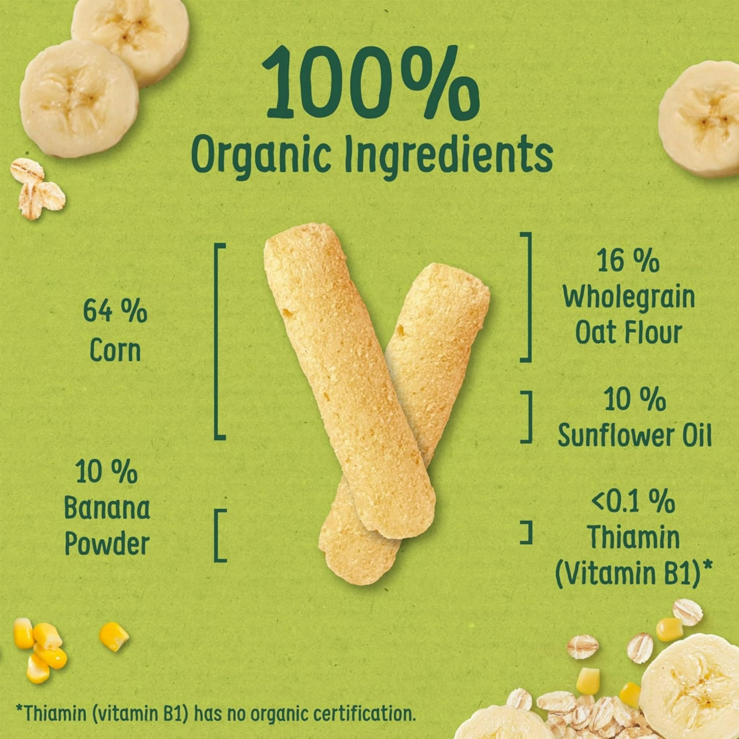 Organix Banana Weaning Wands, Organic Baby Snack, 6+ Months 25g (Pack of 5) — view 3