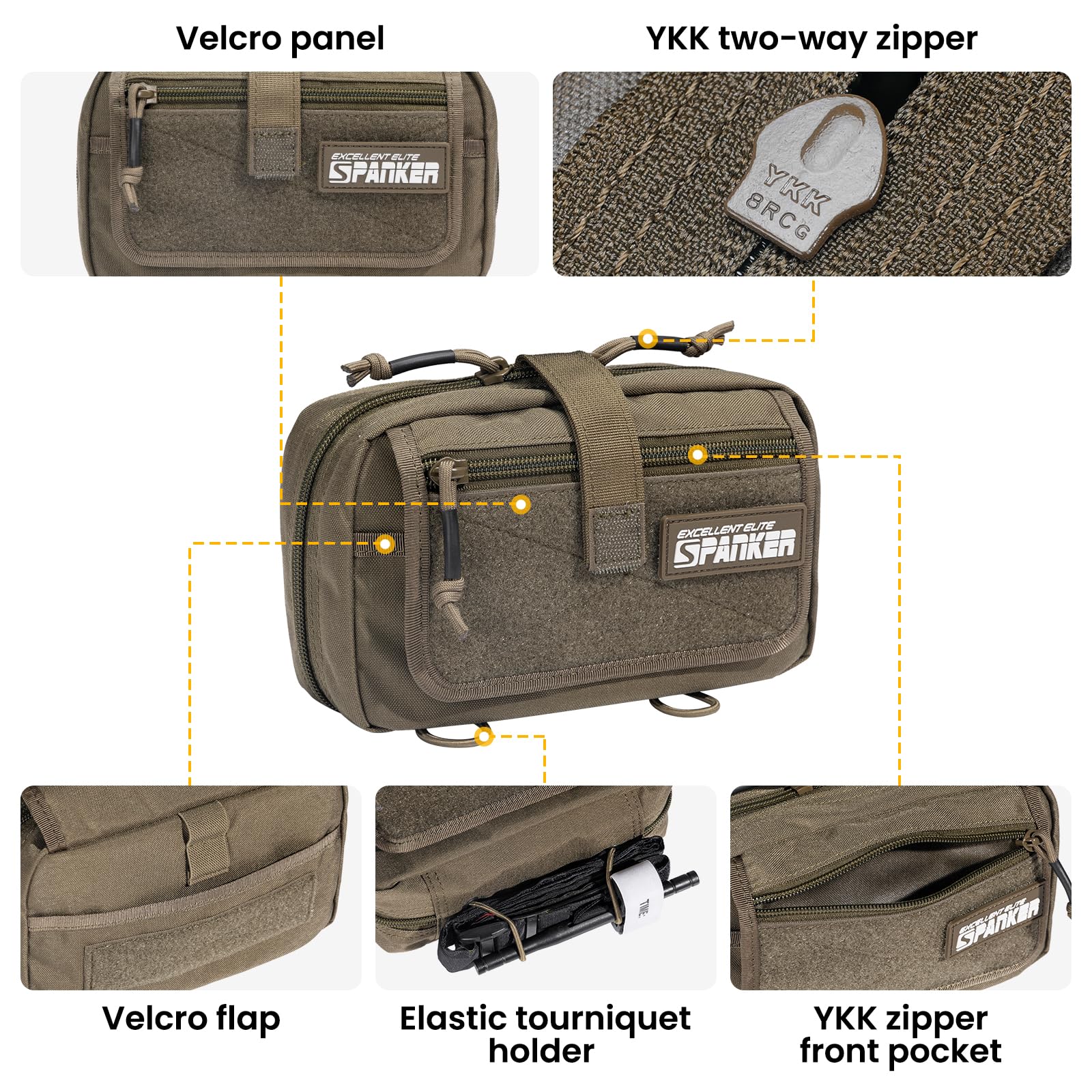 EXCELLENT ELITE SPANKER Bolsa táctica de primeros auxilios IFAK Rip Away Molle EMT, bolsa compacta de administración, bolsa de utilidad médica, kits de supervivencia de emergencia para chaleco