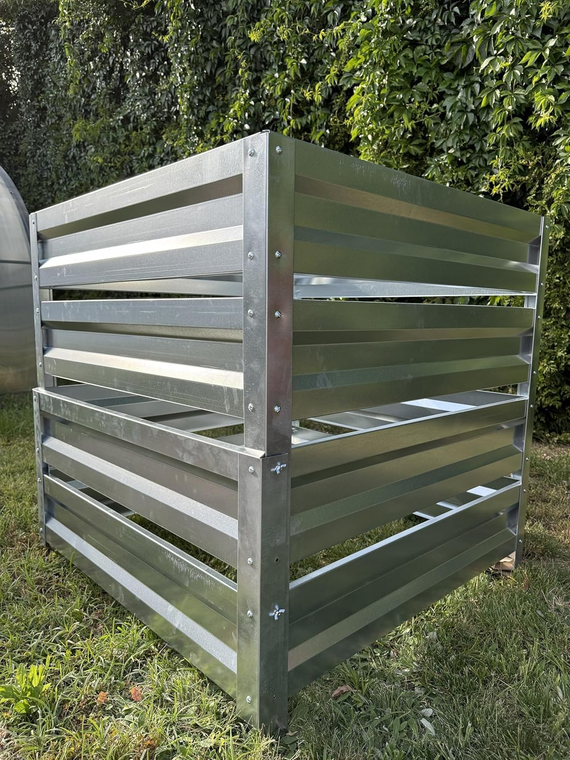 Composteur 1000 l en métal galvanisé pour jardin, durable, résistant aux intempéries (zinc (acier galvanisé))