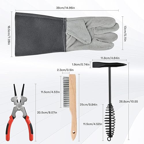 Miniatura 2 de Juego de herramientas de eliminación de escoria de soldadura de 4 piezas, martillo astillador de 10 pulgadas con mango de resorte helicoidal